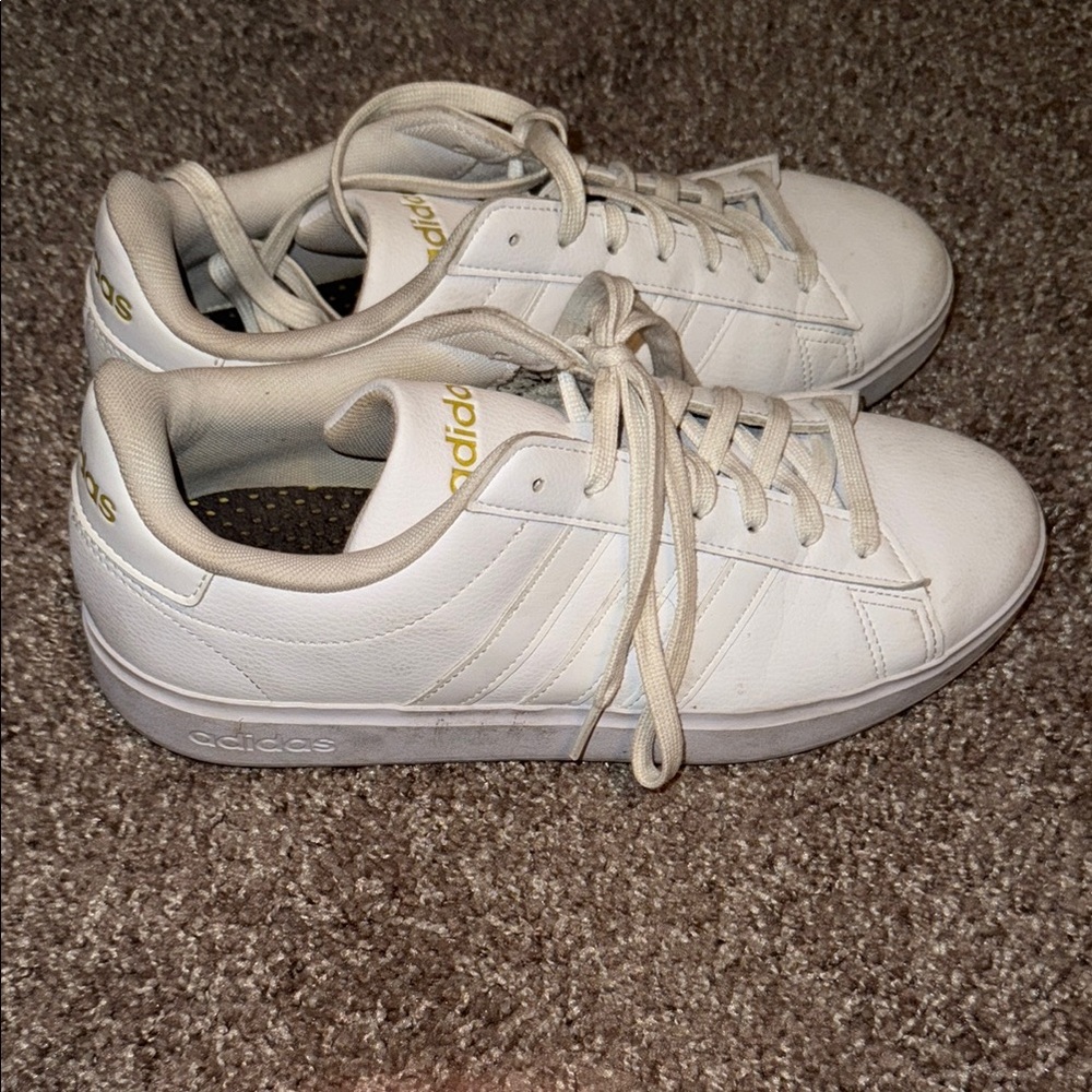 Adidas Grand Court Cloudfoam Classic All White Sneakers, Used, Size 10 - Picture 2 of 6